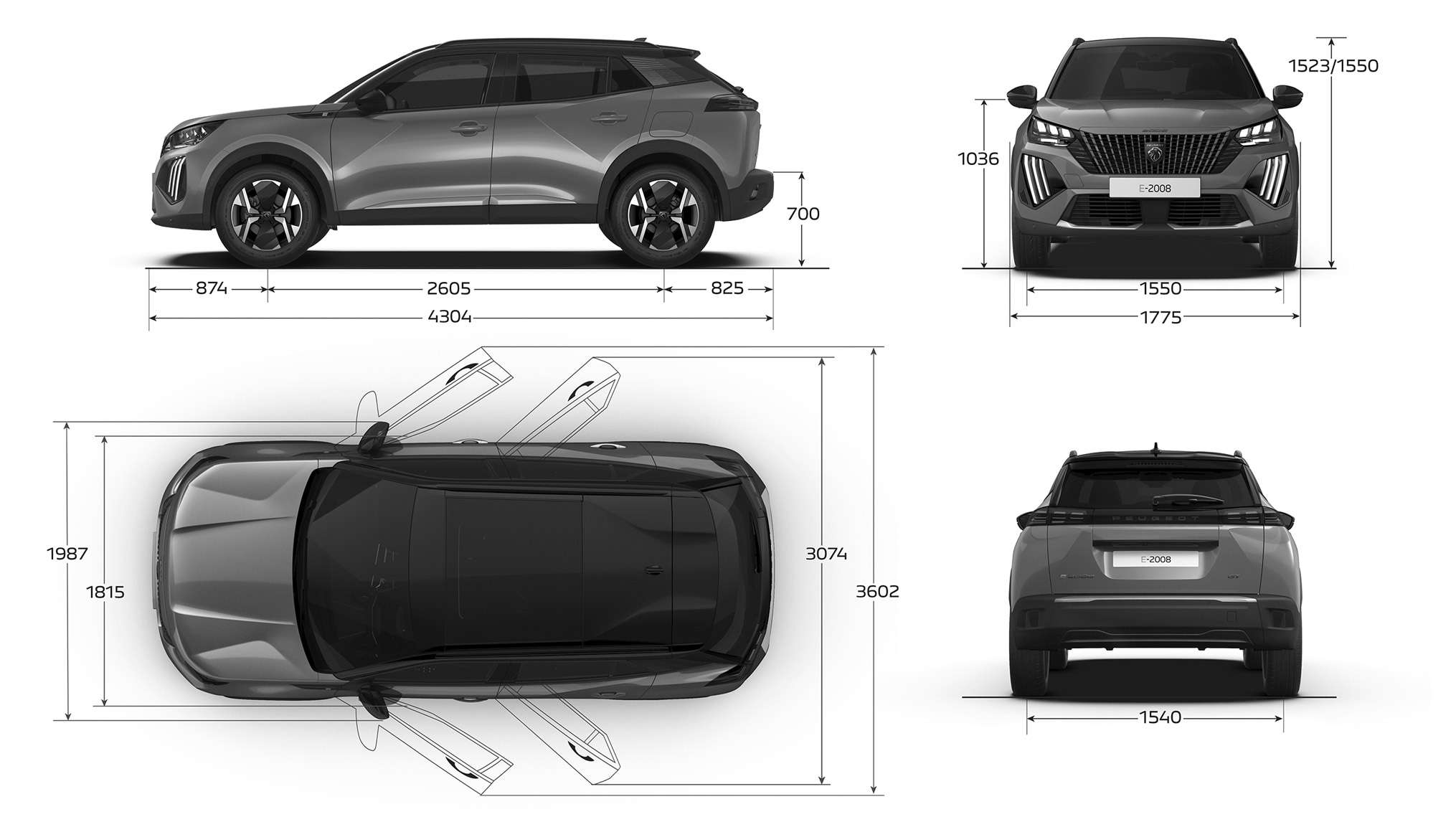 Зовнішні габарити Peugeot 2008