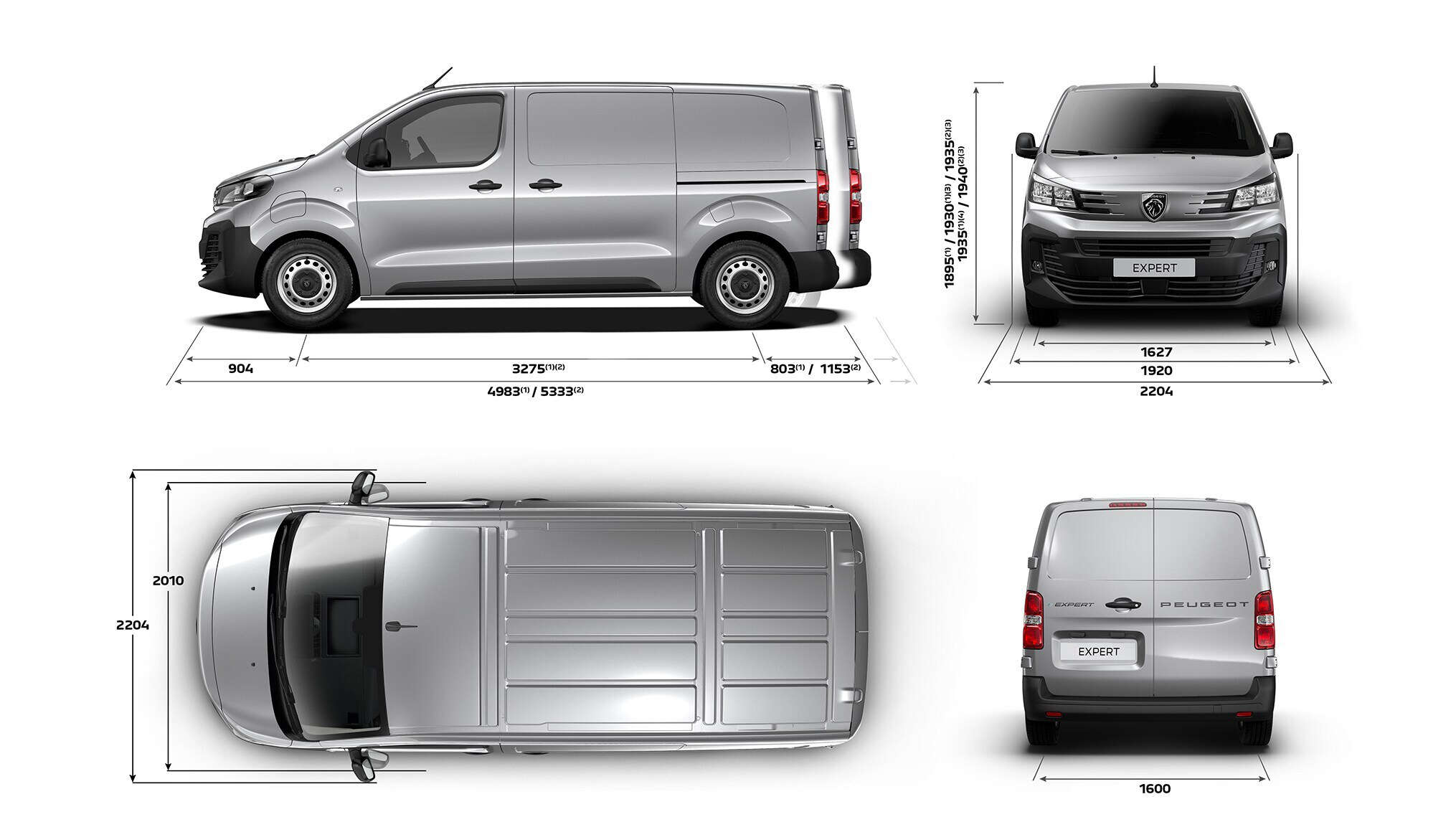Зовнішні габарити нового Peugeot Expert
